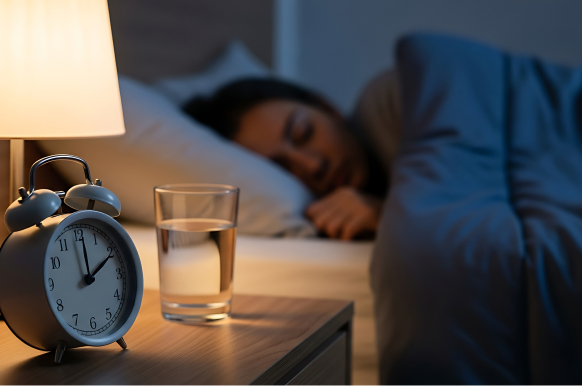 夜、光が減ることであたえる、脳への影響のイメージ